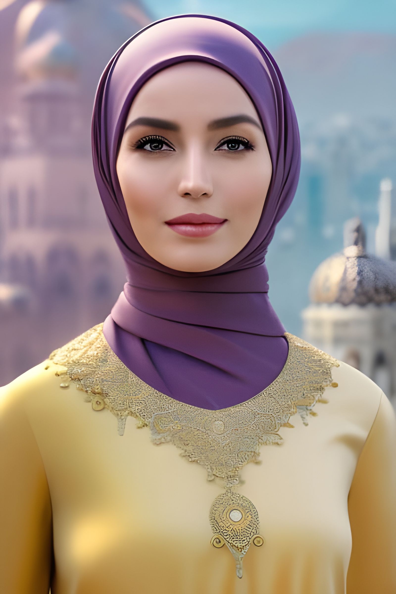 Woman in Hijab and Mask in City Park