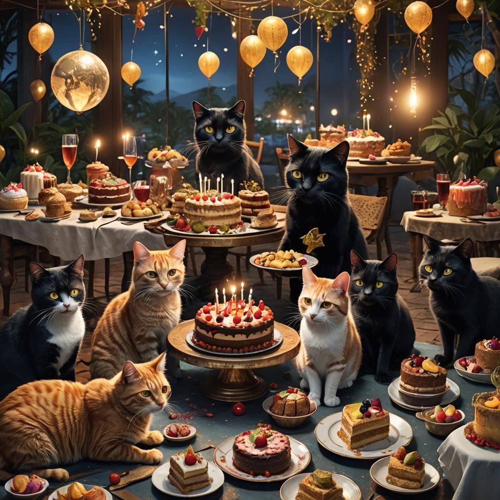 Cats' Birthday Party on Reunion Island