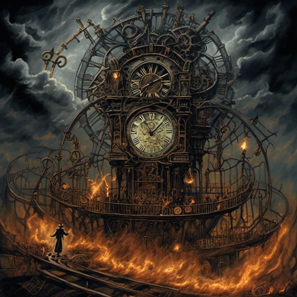 Demonic Clock Character in Dark Fantasy Style