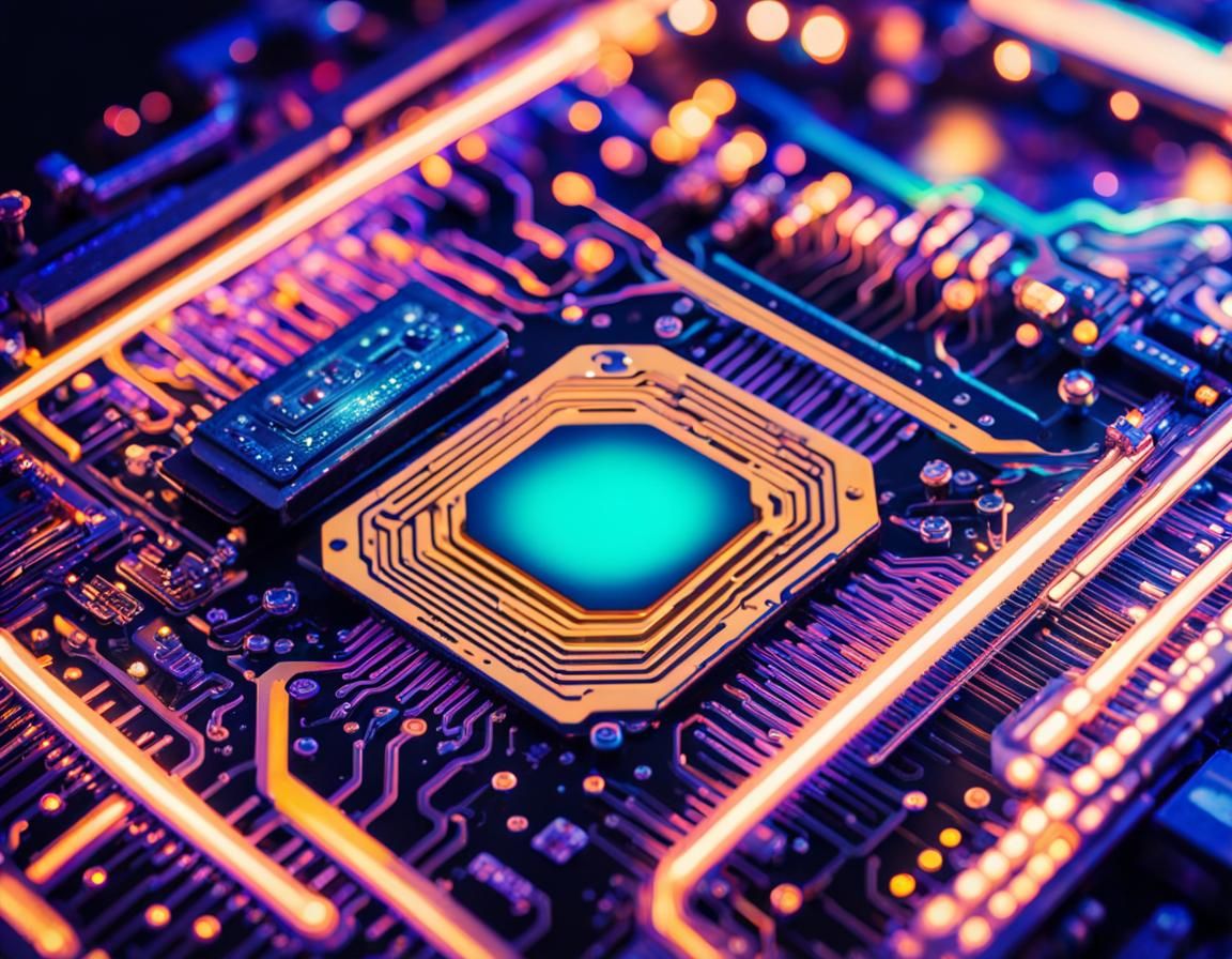 Futuristic Circuit Board Macro Photography
