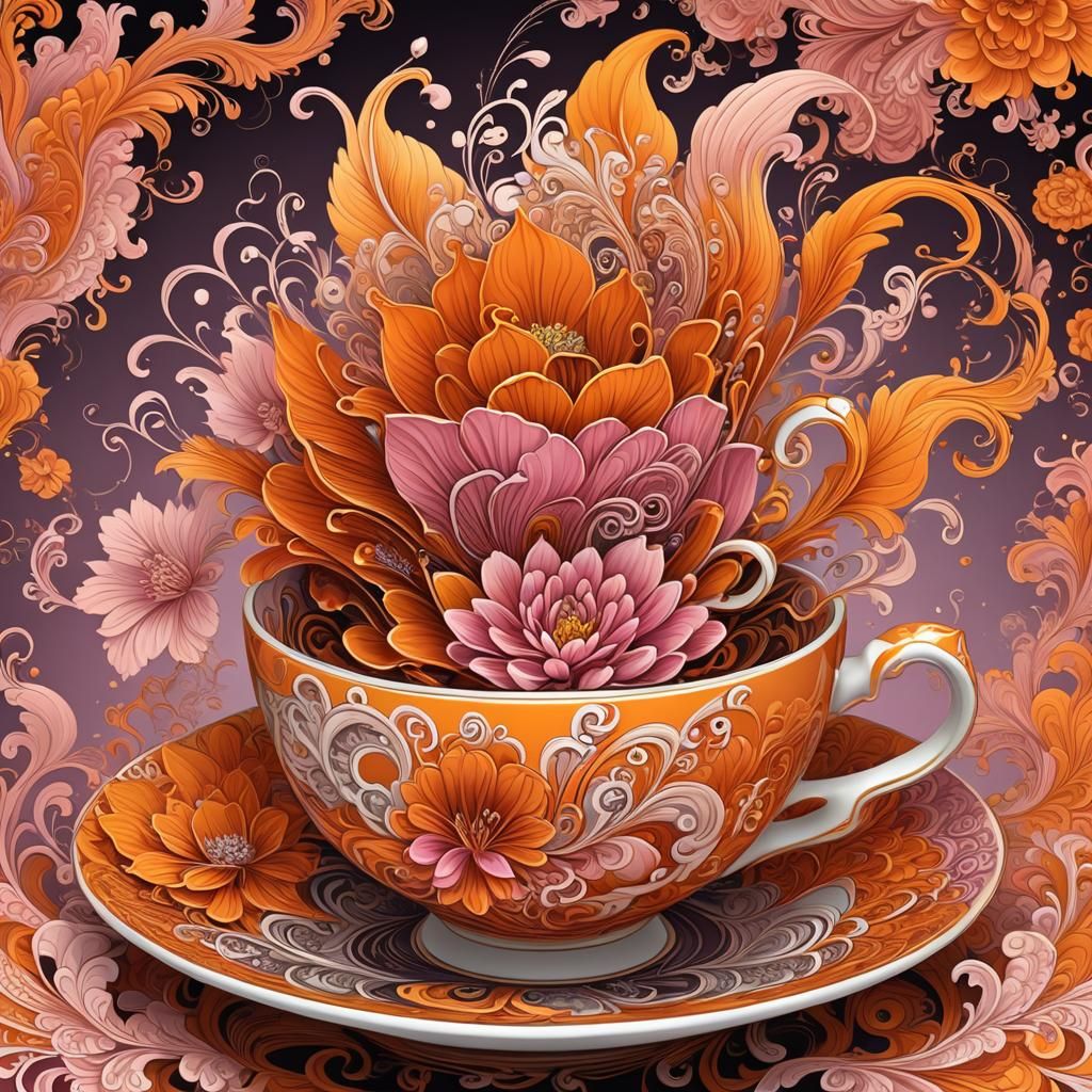 Tempest in Teacup: Abstract Floral Vector Art