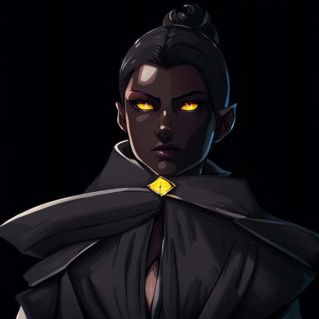 Anime Style Female Sith Warrior with Yellow Eyes