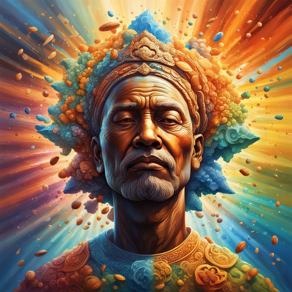 Intricate Face in Colorful Hyperrealistic Splash Art