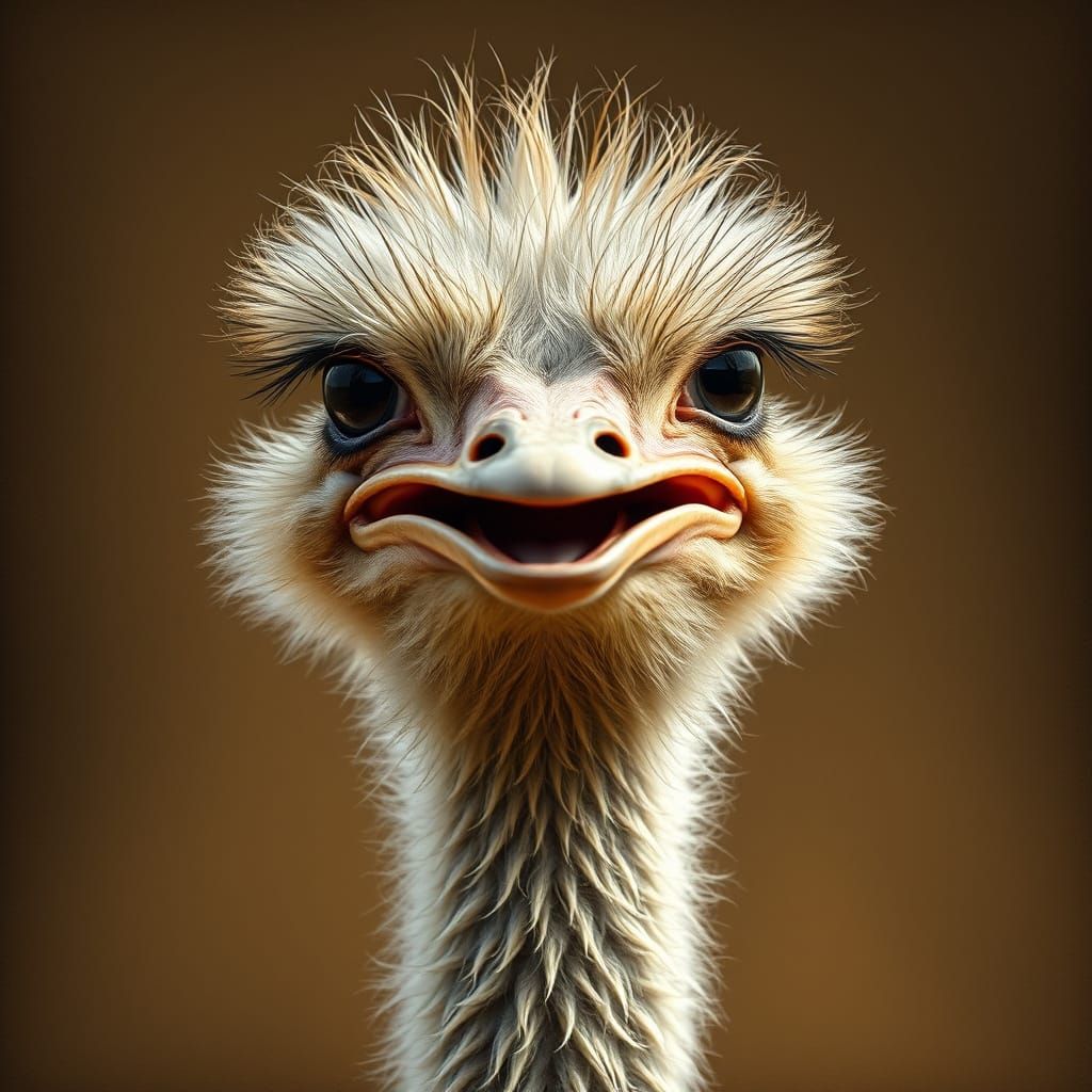 Savannah Ostrich Portrait in Photorealistic Style