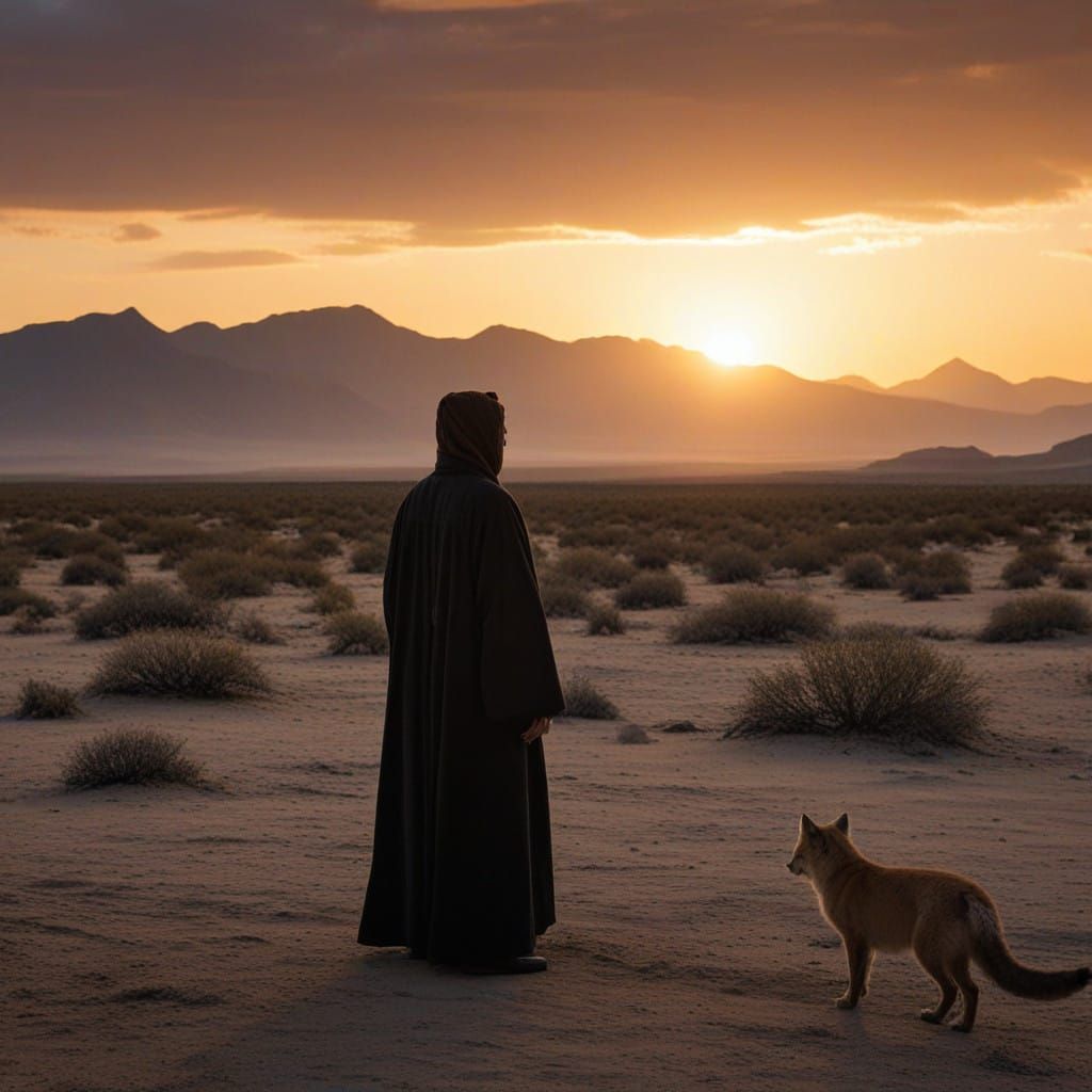 Ethereal Desert Encounter in Cinematic Style