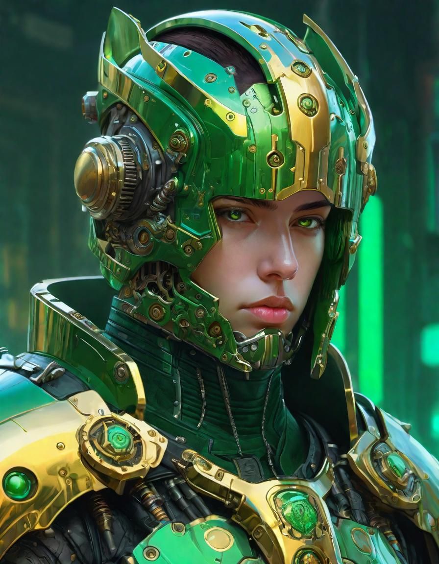 Cyberpunk Knight of the Realm in Sci-Fi Style