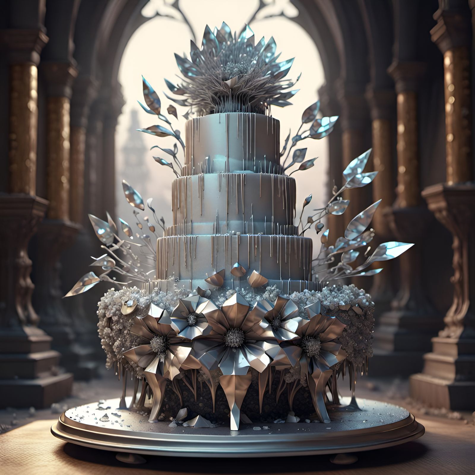 Metallic Crystallized Cake Sculpture by Kashin, Kaluta