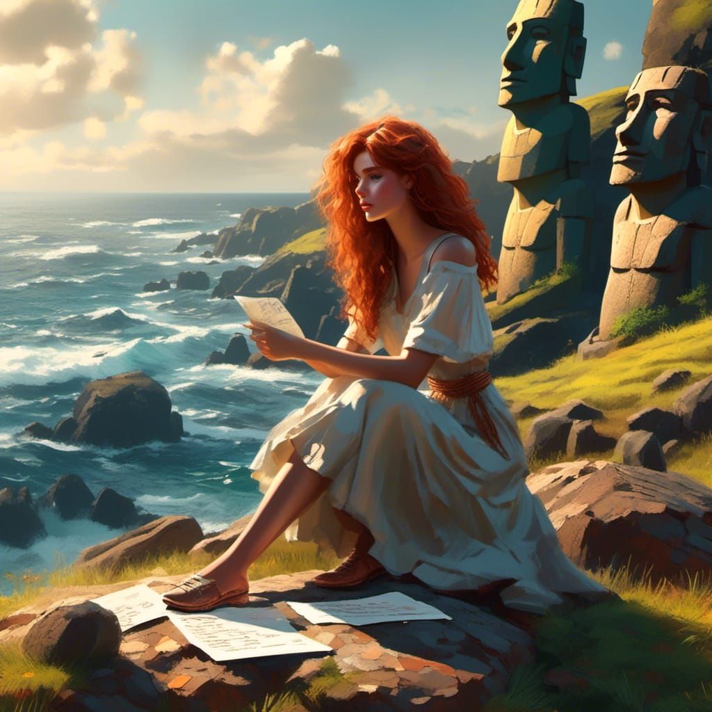 Copper Haired Woman at the Shore