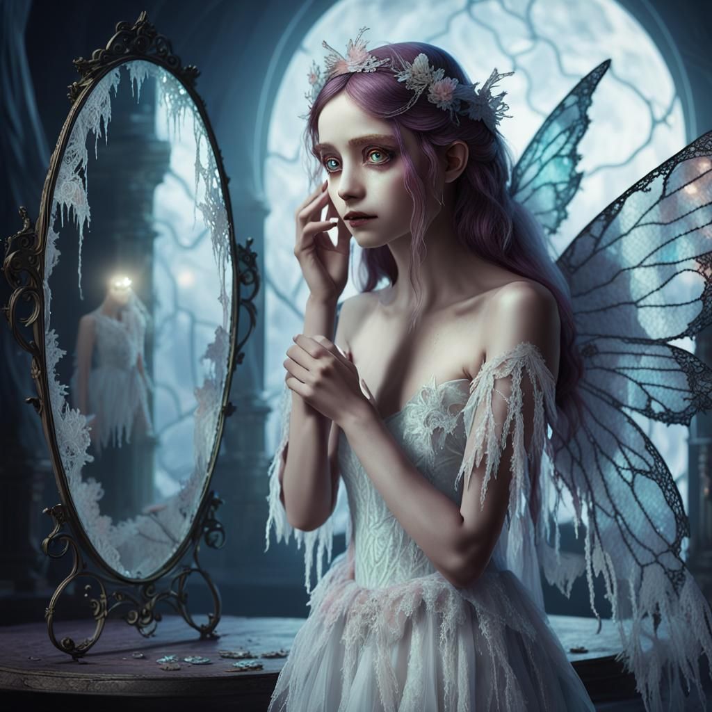 Sad Fairy Bride in Dreamy Watercolor Style