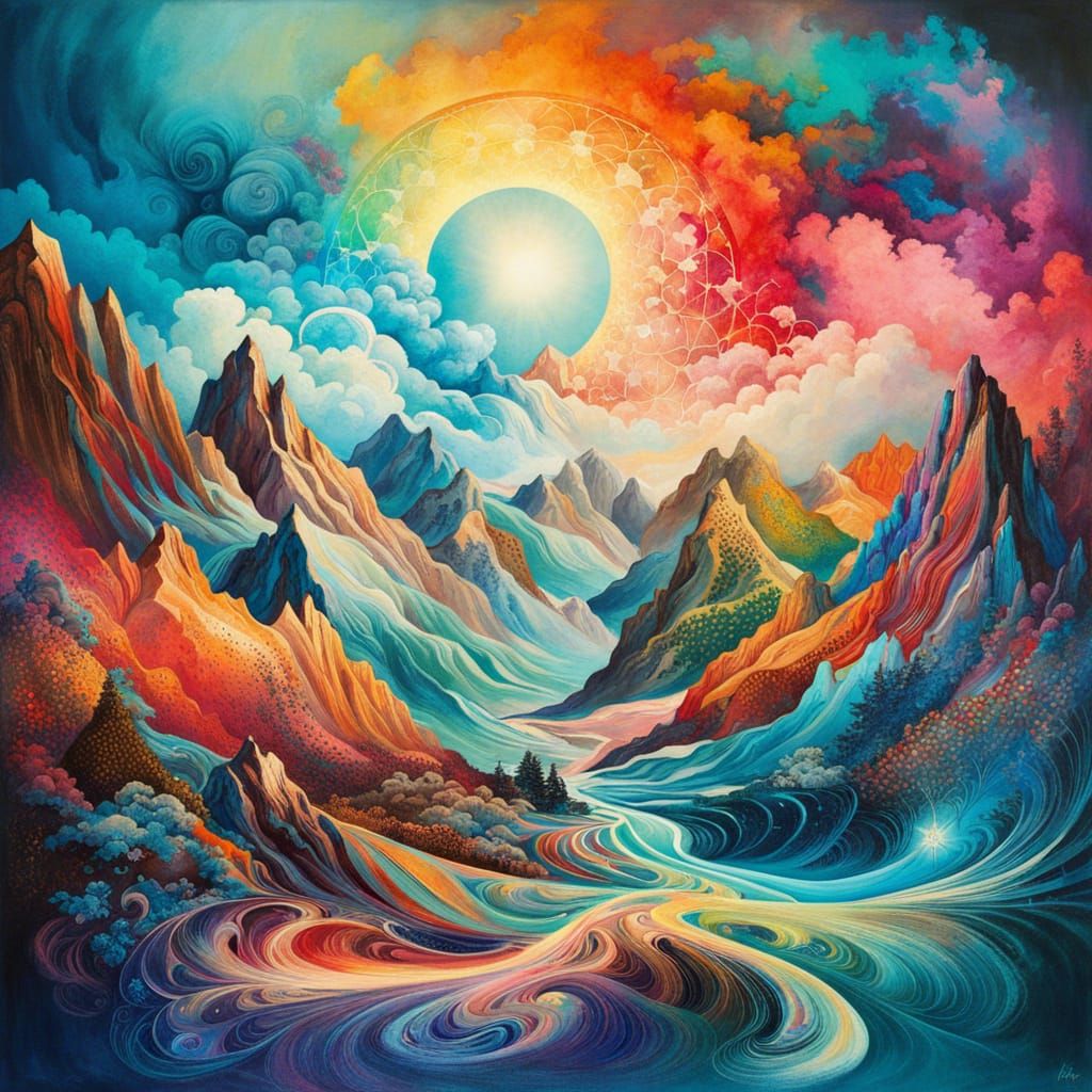 Cosmic Multiverse Landscape in Mixed Media Style