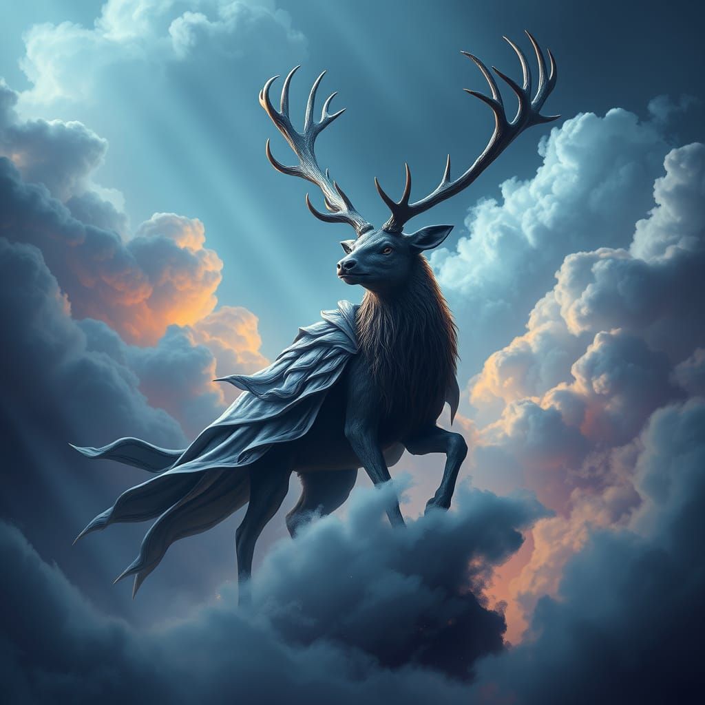 Air Elemental Stag in Detailed Matte Painting Style