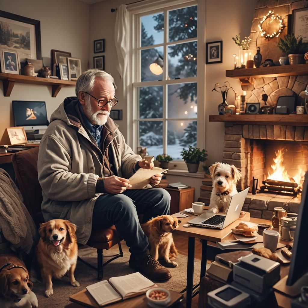 Cozy Home Office: Data Analyst in Whimsical Digital Art