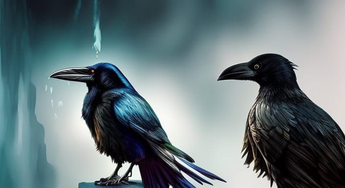 Detailed Raven Liquid Gouache Masterpiece