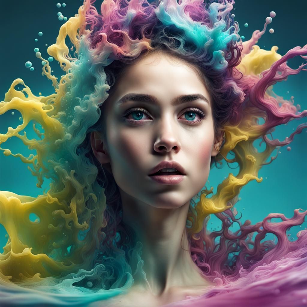 Underwater Arab Princess Ink Art in 8K