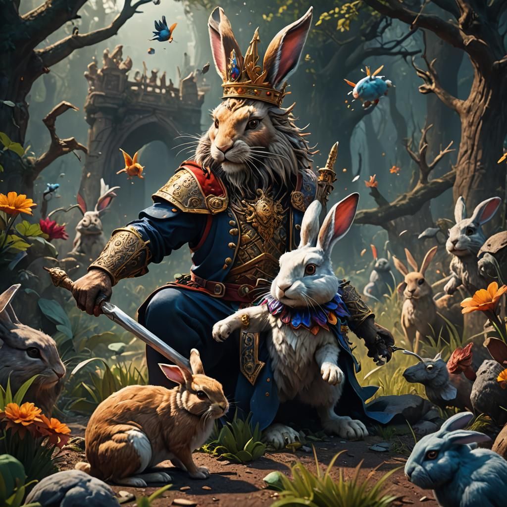 Fantastical Animal King Killing Rabbit: Matte Painting