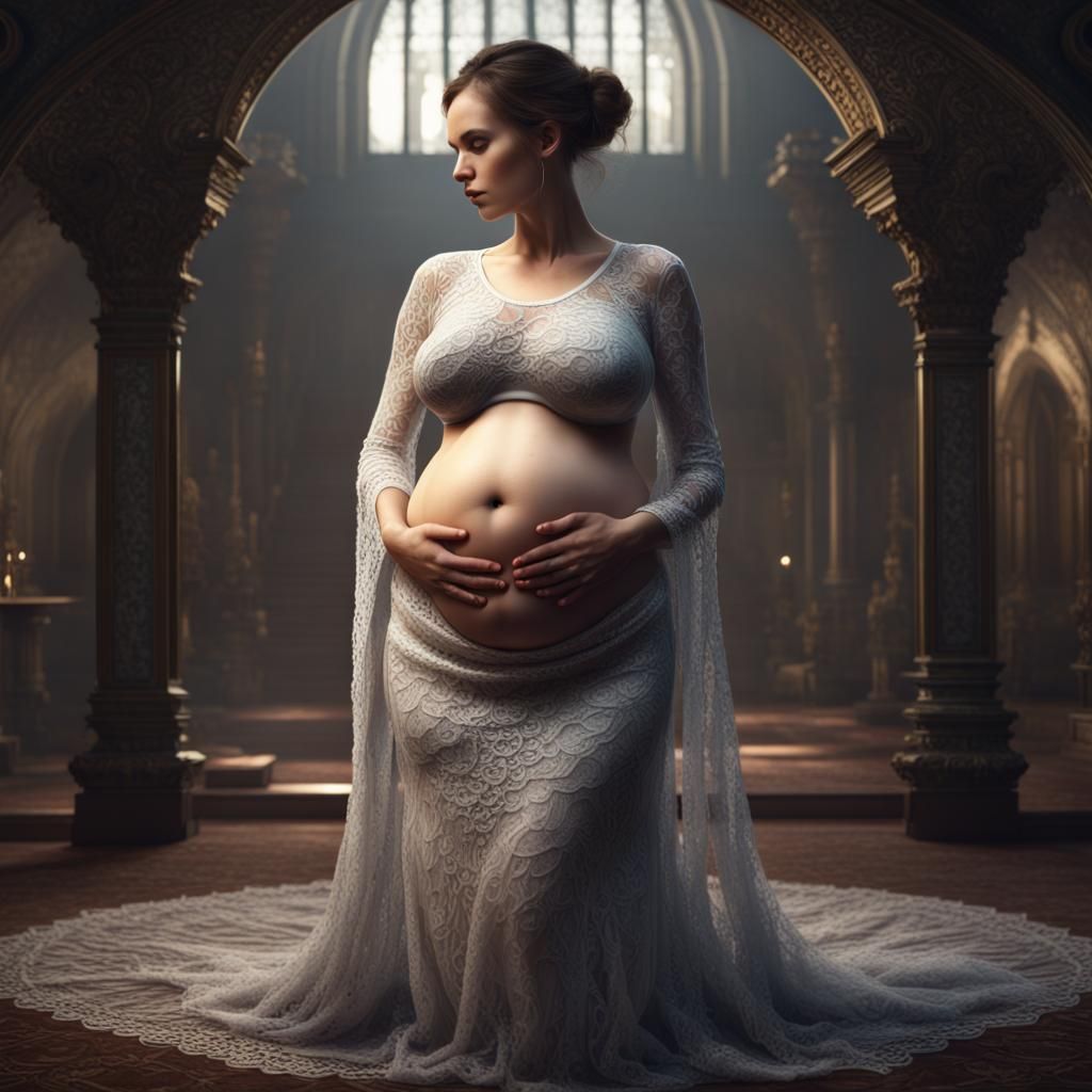 Young Woman Pregnant with Twins: Fantasy Concept Art