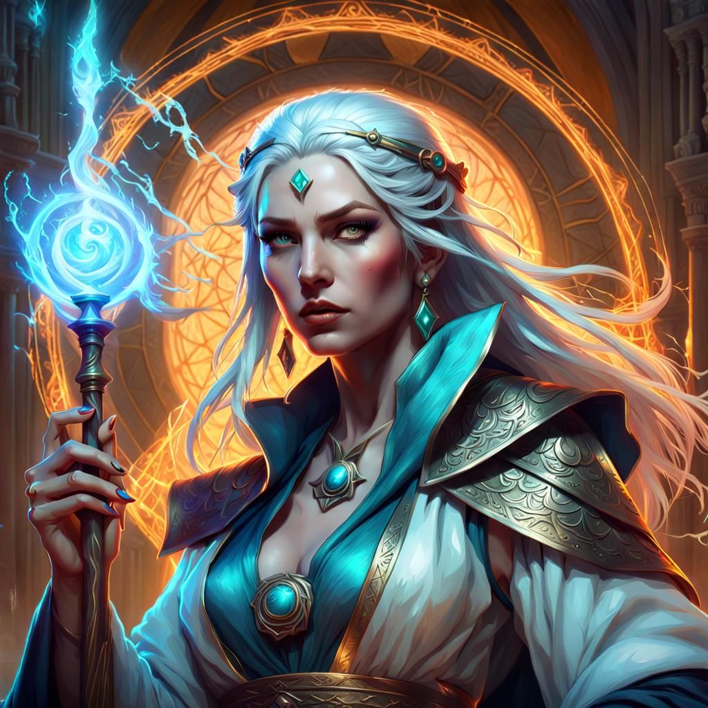 A beautiful sorceress conjuring a bit of magic