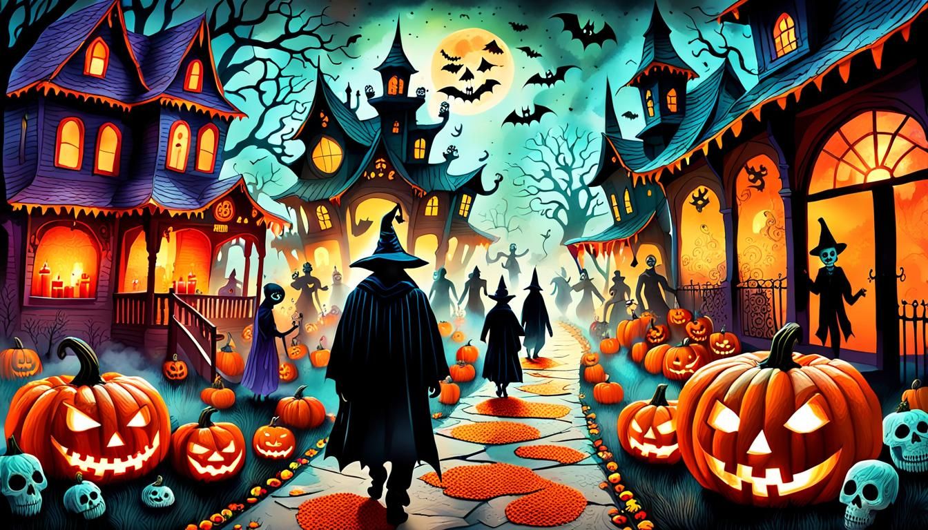 Halloween Collage with Parades and Autumn Festivals
