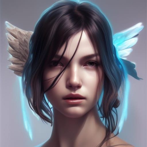 Fallen Angel Portrait in Art Nouveau Style