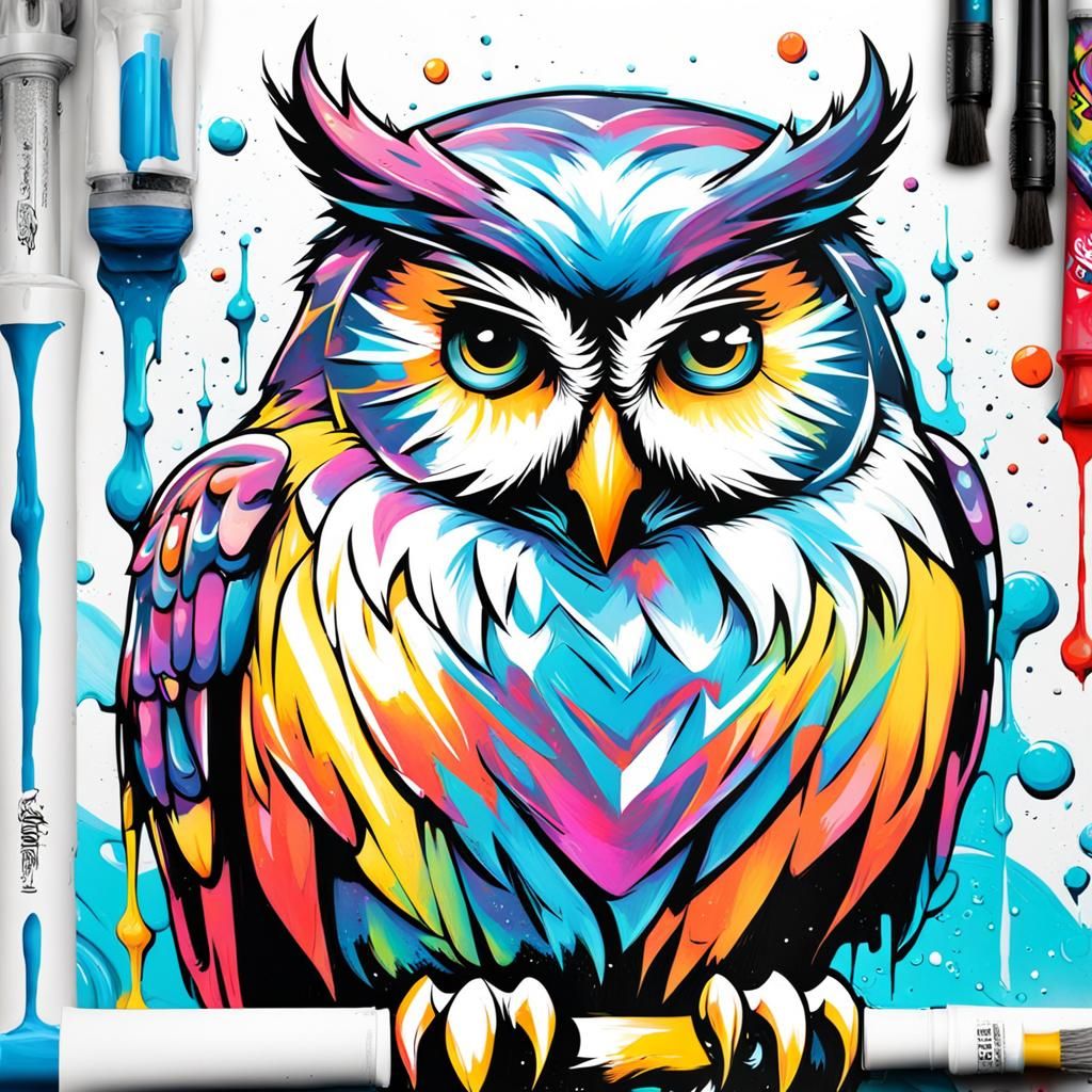 Christmas Owl Graffiti Art in Street Style