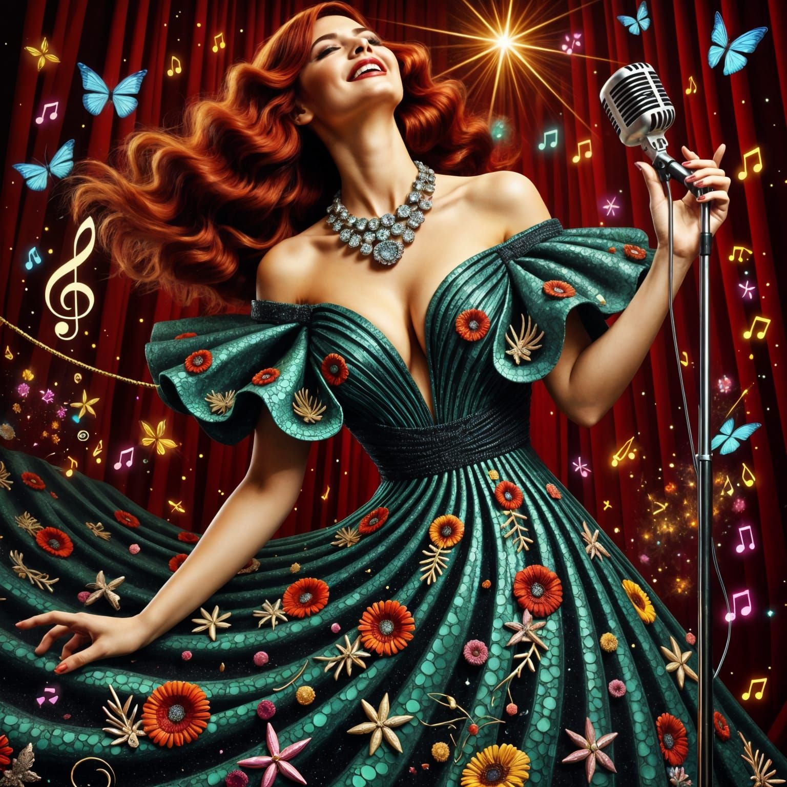 Glamorous Singer Performs at Awards Show in Vibrant Impasto ...