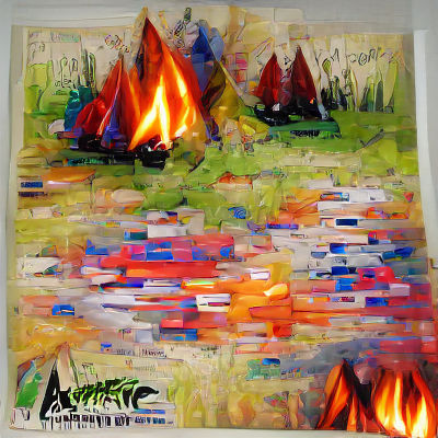 Abstract Impressionist Campfire Art