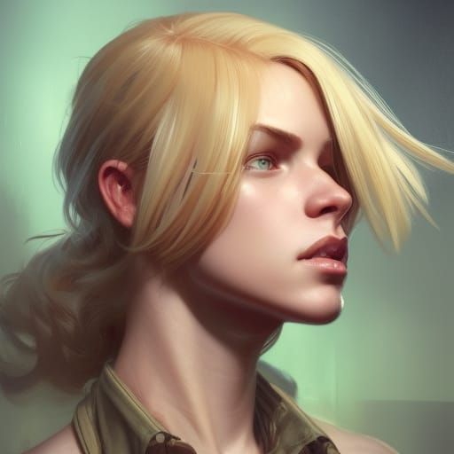 Hyperrealistic Portrait of a Blonde Man with Green Eyes