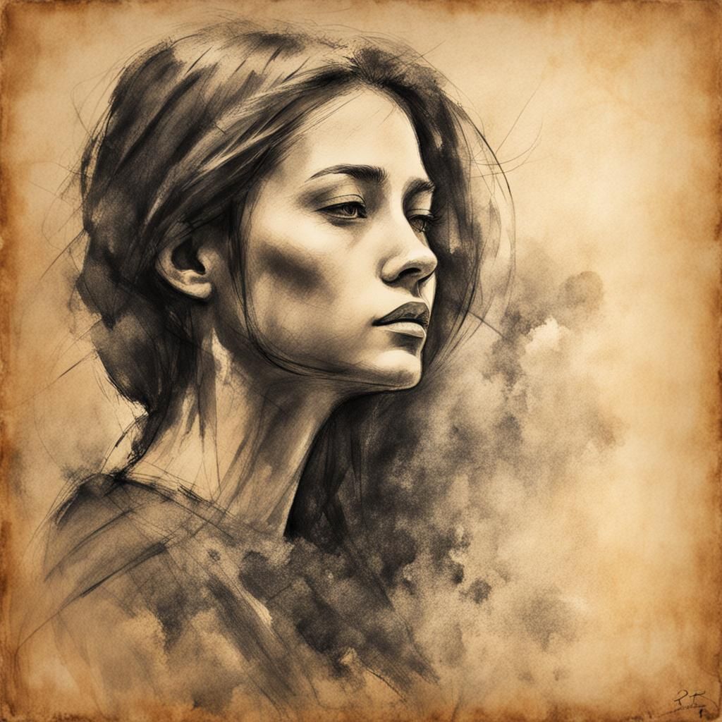Charcoal Sketch of a Beautiful Female Figure