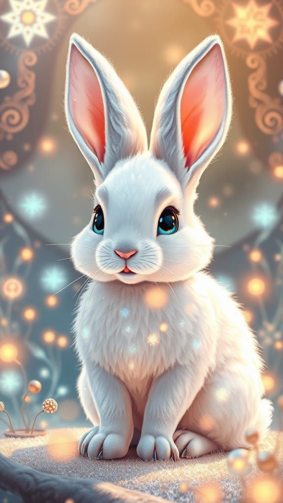 Hyperrealist Digital Bunny in Mystical Realm