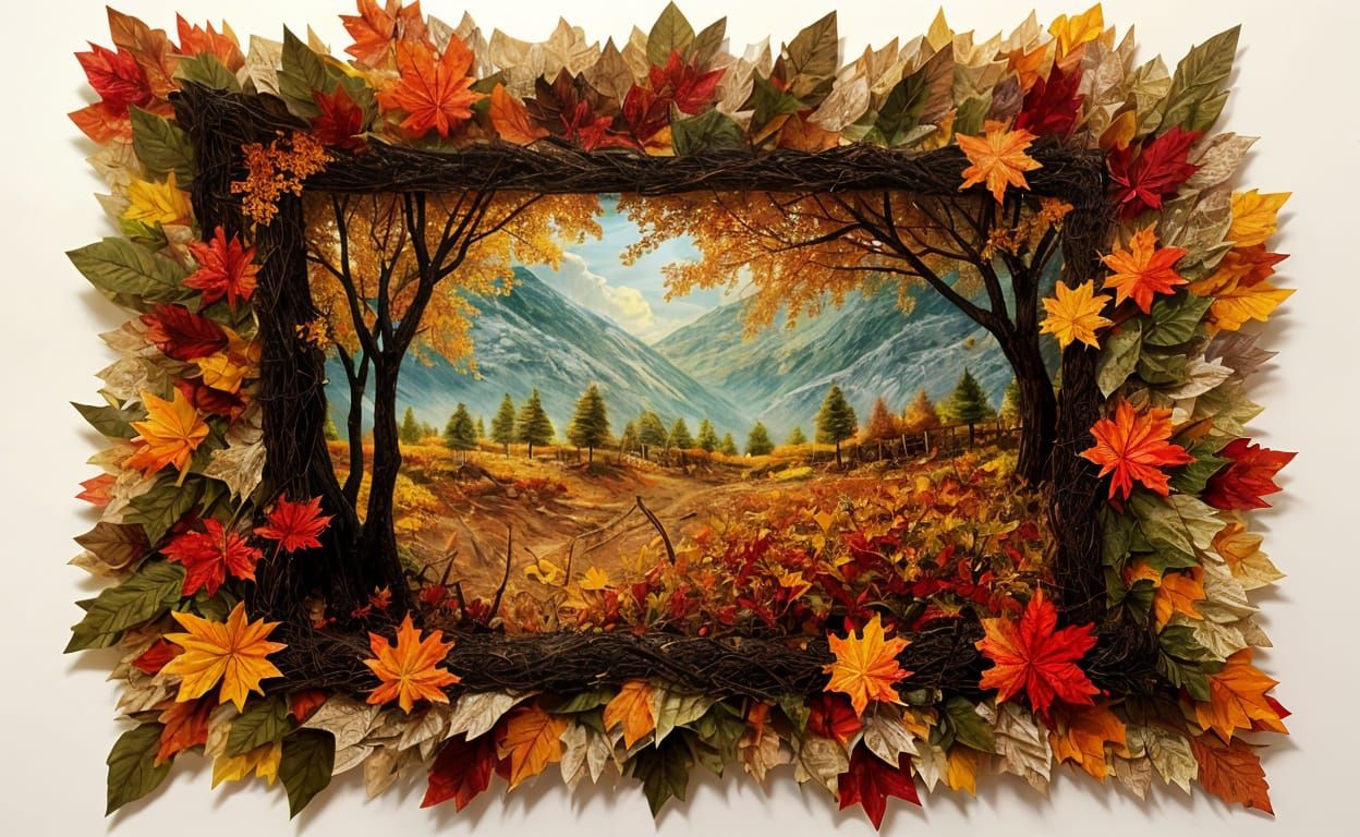 Colorful Paper Collage of Autumn Tree