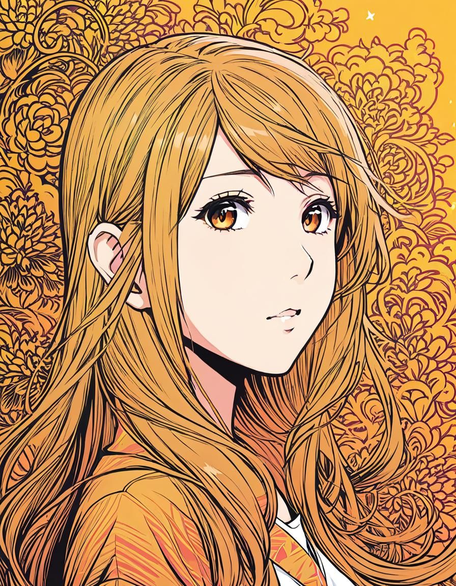 Anime-Style Woman's Face Digital Art