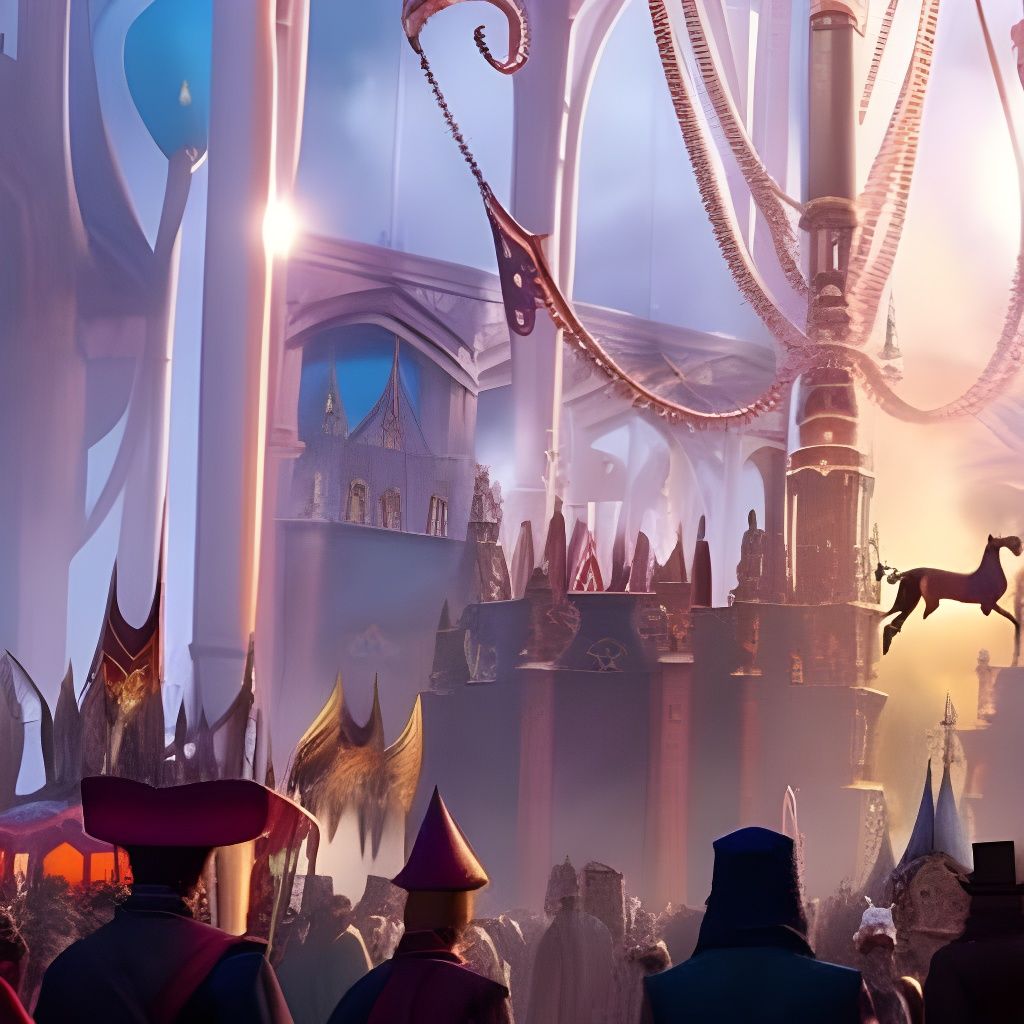 Ethereal Carnival Inside Elvish Cathedral: Fantasy Art