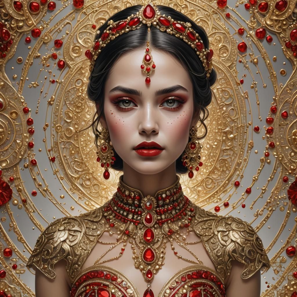 Ethereal Persian Woman in Renaissance Illustration