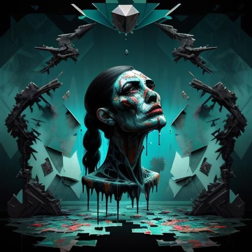 Fragmented Face: Surreal Digital Collage with Anaglyph Effec...