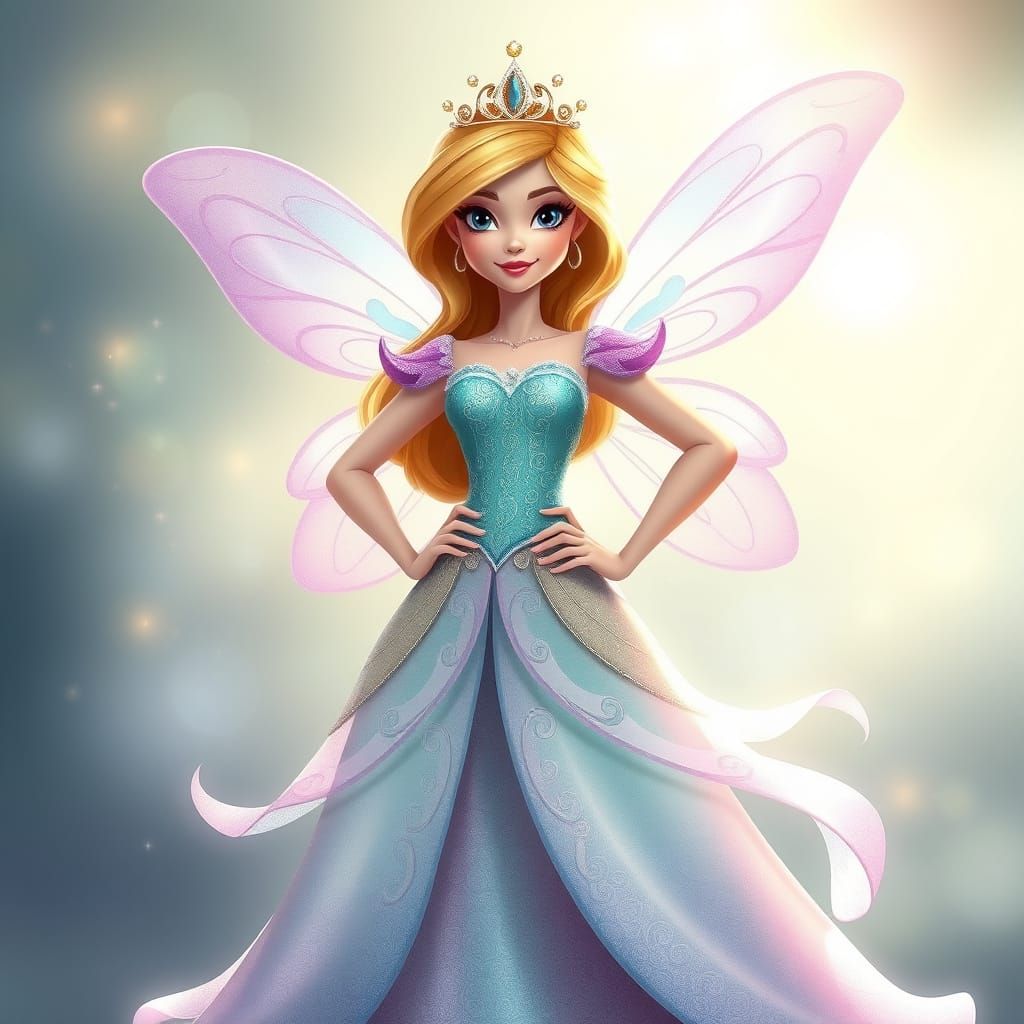 Whimsical Disney Princess Stella in Enchanted Winx Style