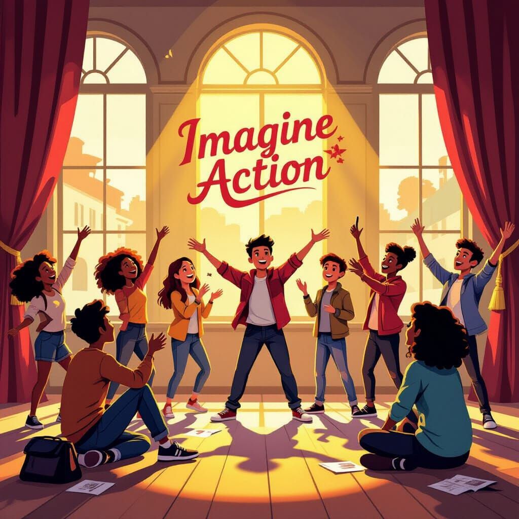 Diverse Students in Dynamic Acting Workshop Digital Painting