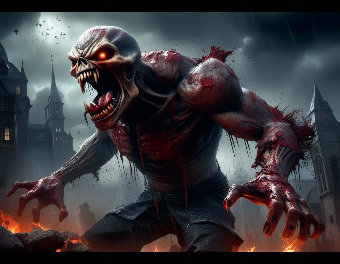 Terrifying Scarecrow with Bloody Scythe in Dark Storm