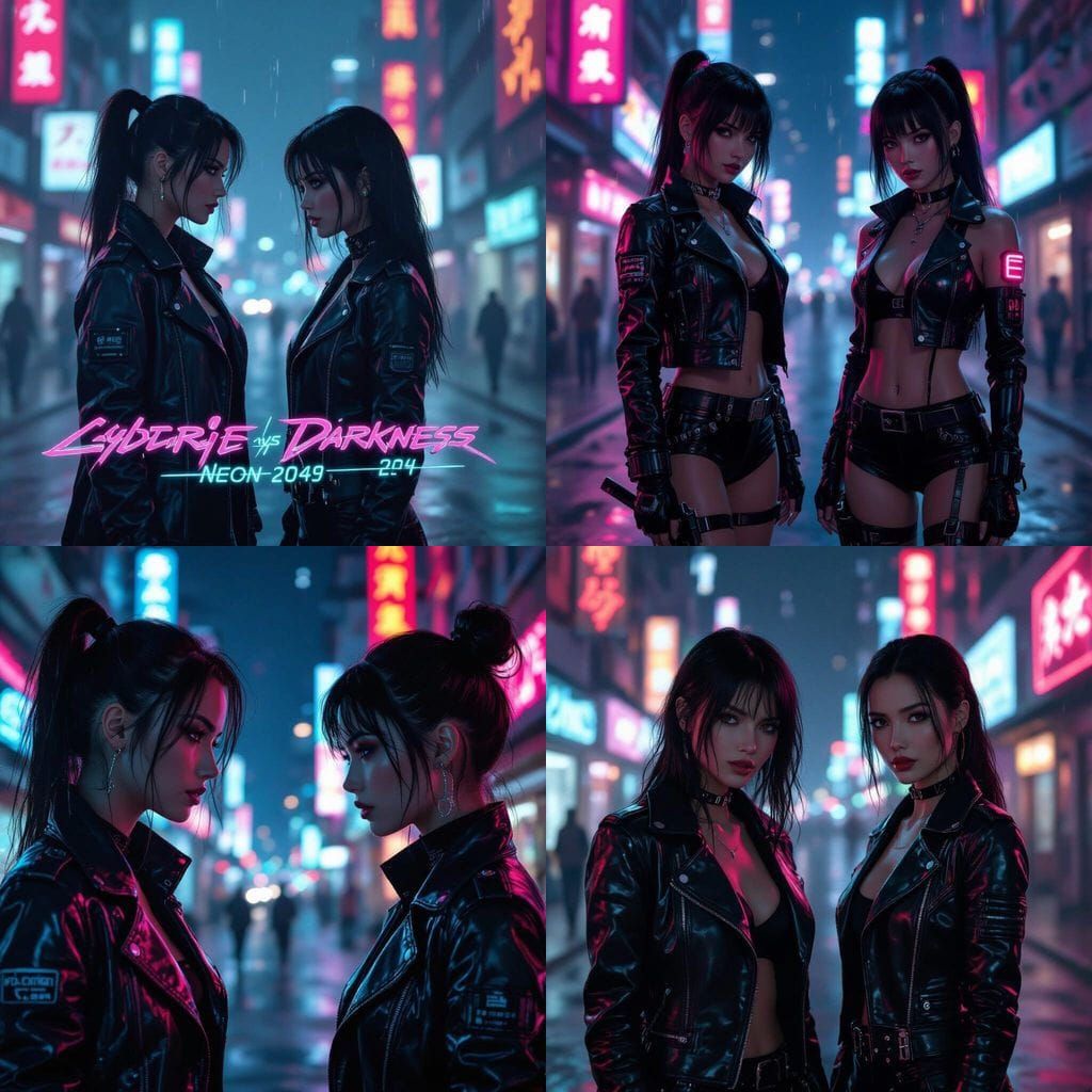 Cyberpunk Girls Battle: Light vs. Darkness