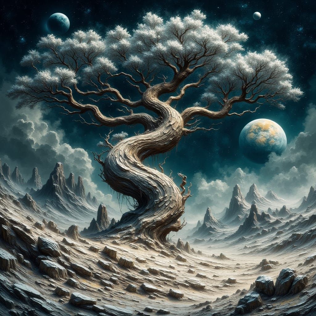 Surreal Barobol Tree Emerges on the Lunar Surface