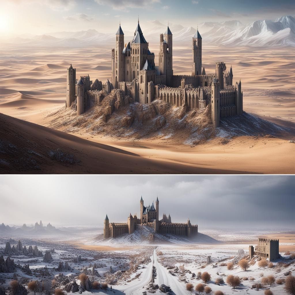 Desert Castle Ruins Meet Winter City