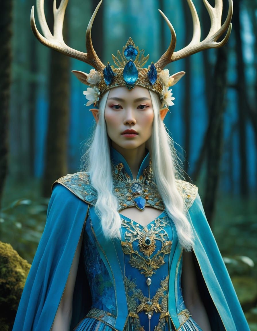 Ethereal Elven Princess Reigns Over Mystical Woodland Realm