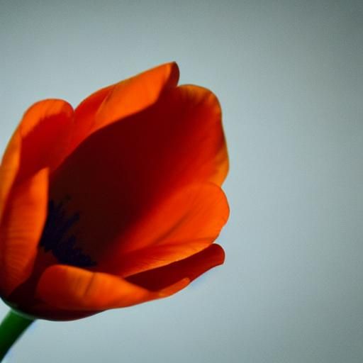 Orange Tulip Close-up with Dark Shadows