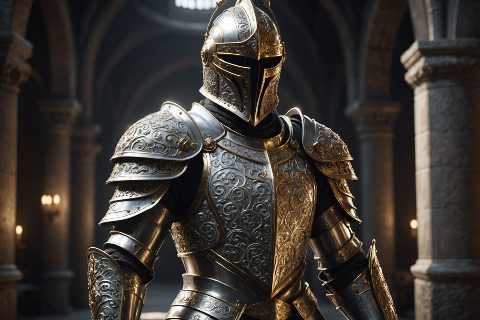 Illuminated Knight in Dark Fantasy Style