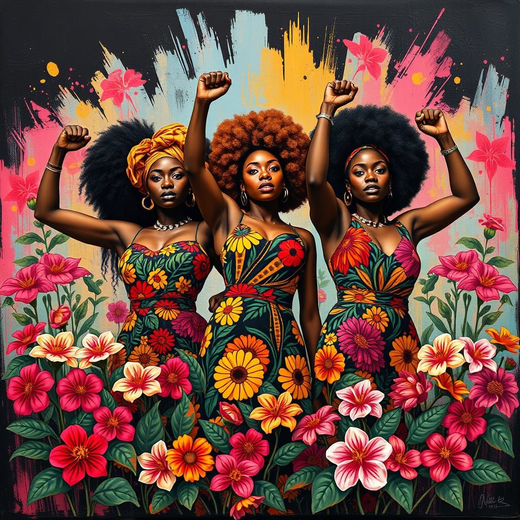 Powerful Black Women in Graffiti Art Style