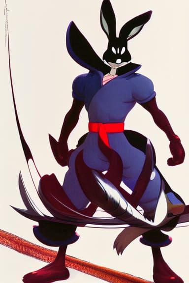 Bugs Bunny as Ninja in Anime Style