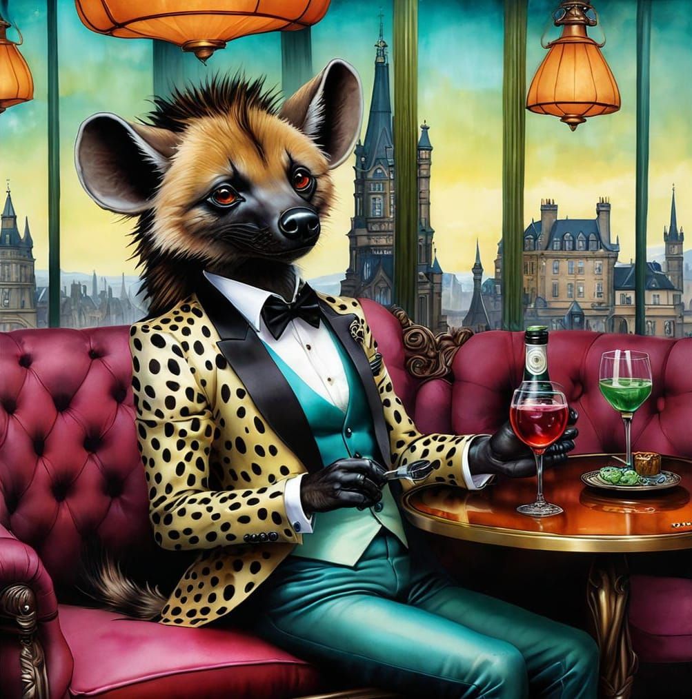 Anthropomorphic Hyena as Sleazy Hotel Owner