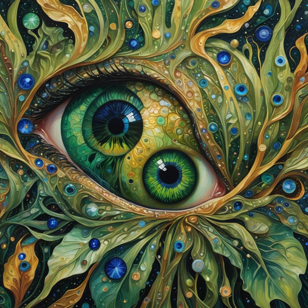 Botanical Eye in Klimt-Inspired Surrealism