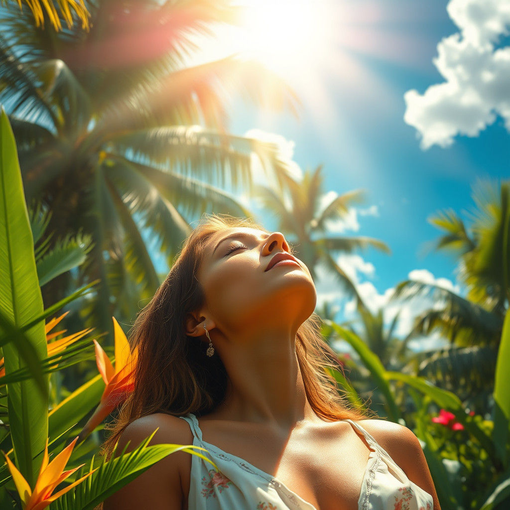 Tropical Rejuvenation: Serene Woman in Paradise