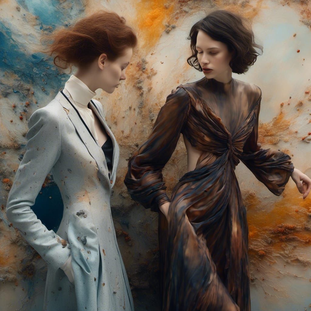 Polychromatic Alien at Table, Detailed Matte Painting