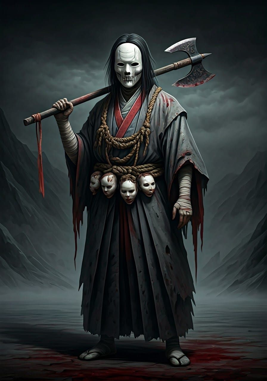 Hitokiri Warrior in Dark Gothic Horror Landscape